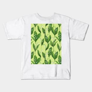 Lily of the valley on honeydew green Kids T-Shirt